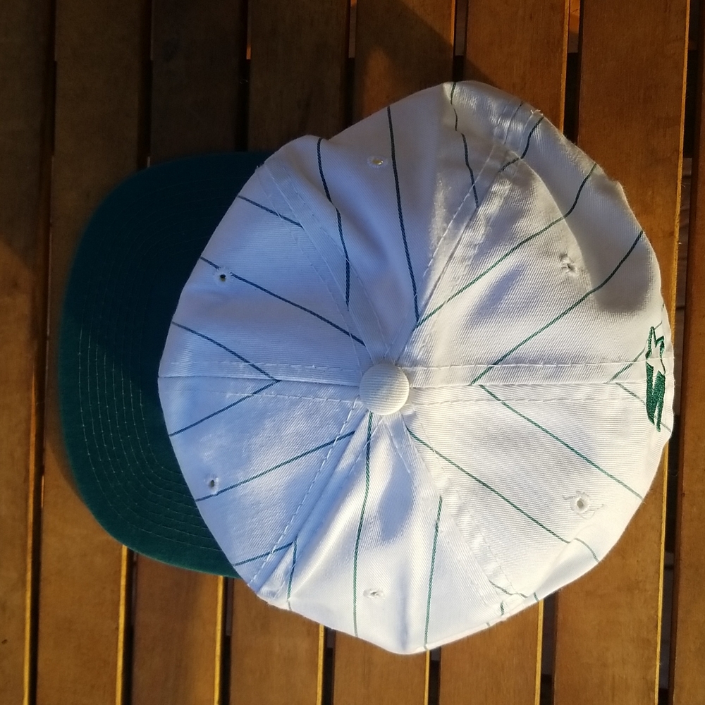 STARTER MLB Oakland Athletics Script Pin Stripe Snapback Hat Vintage Rare - Picture 6 of 11
